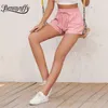 Drawstring Waist Lady Striped Shorts Kvinnor Sommarficka Hög Streetwear Matcha Casual Kvinna Kläder 210510