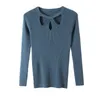 Autumn Solid Color O Neck Sweater Women Pullover Long-Sleeved Short Slim Hollow-out Knit Low Waist Top Pullovers Womens 210420