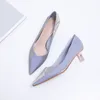 春の女性の靴ハイヒールのシルク高品質ブランドデザインセクシーなポイントのつま先ソフト快適な結婚式の靴ヒール4.5cm 210520
