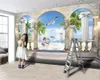 Arco de mármore de estilo europeu 3d vista mar papel de parede pintura mural home decord papel de parede para sala de estar quarto cozinha clássico papéis de parede clássicos