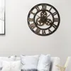 Wall Clocks Large Vintage Wooden Clock Retro Gear Hanging Roman Numeral Horologe Living Room Cafe European Style