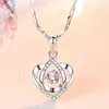 Crystal Womens Kettingen Hanger Valentijnsdag Gift Love Shaped Smart Heart Sea Blue Diamond Gold Verzilverd