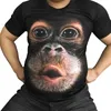 夏の面白い3D Tシャツゴリラ動物プリントティーシャツホムファッションブランドトップスヒップホップストリートウェアプラスサイズS-6XL 210629