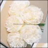 Dekorativa Festliga Tillbehör GardendeCorative Blommor Kransar 5 Heads Levande Konstgjorda Silk Blomma Peony Fake Leaf Wedding Home Party Decor