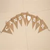 Juta Burlap Banners New Candy Bar Vintage Party Bandeiras Hessian Tecido Rústico Serapilheira Bunting Decoração de Casamento 20220225 Q2