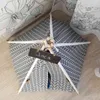 Pet Teepee Dog Cat Bed White Canvas Dog Cute House Tentsable Cog Tents for Dogpuppy Cat Pet مع وسادة 210401