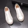 European Style Fashion Designer Party Wedding Shoes Luxury Classic Low Top Lace Up Round Toe Flat Heel Men Casual Sneakers Size 38-43