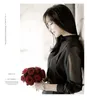 春夏セクシーな女性シースルーブラウス黒視点トップファッション長袖透明薄手のシャツ Blusas Mujer 210721