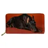 Plånböcker söta djur Doberman Dog / Puppy Tryckt Kvinna Man Long PU läder Brand Design stor kuvert Cash Card Holder Murse Sumka