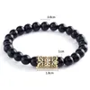 Beaded Strands Natural Rough Black Tourmaline Healing Stone Bead Combo 8mm Matte Onyx Lava Energy Customized Armband för Man Women Trum22