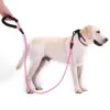 多色ナイロンの反射耐久の犬のleashesトレーニングランニングミディアムラージ犬襟のひもLabrador RottweilerリードロープソフトパッドのハンドルJY0542