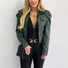 Chaqueta corta de moda de primavera para mujer, abrigo de PU con cuello vuelto, chaquetas tipo cárdigan, Tops para mujer, ropa coreana de otoño para mujer 12648 210527