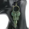 Vintage Dangle Kolczyk Dla Kobiet Przeczucie Zielony Liść Wielowarstwowy Tassel Alloy Kolczyki Moda Retro Biżuteria etniczna Czeski