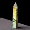 Natürlicher länglicher Kalkmondstein, sechseckiges Prisma, grobe Steinkunstornamente, Fähigkeitsquarzsäule, Mineralheilstäbe, Reiki-Rohenergieturm, Kristallspitze