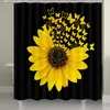 Sunflower padrão de chuveiro cortina conjunto toalete tampa tapetes tapetes antiderrapante cozinha esteira de banho placa de madeira conjunto decoração 210402