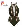 Andzhelika Sexy maillot de bain une pièce maille patchwork maillots de bain sans bretelles fille dos nu body été maillot de bain Monokini AK75064 210407