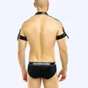 Bras Sets Male Love Harness Adult Chest Bondage Leather PU Lingerie Gay Mesh Top Belt Sexual Sissy Clothing Rave Cosplay Sex Toy2143