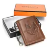 Free Engraving 100% Genuine Leather Men Wallet Coin Purse Small Card Holder Cartera Portomonee Male Walet Vintage Money Bags