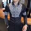 Męskie Retro Kontrast Drukuj Koszulki ślubne 2021 Splicing Koszula Dla Mężczyzn Kwiat Party Vintage Camisa Social Masculina Męska Dress
