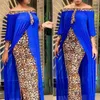 Women Off Shoulder Long Dress Printed Leopard Loose African Female Party Maxi Celebrate Event Robes Vestidos 210416