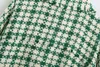 Vintage grün karierte Jacke Damen Tweed Mantel Mode Knopf Oversize lässig dick Winter 210521