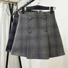 Qooth Skirts For Women Ulzzang Autumn Winter Harajuku Woolen Plaid Retro Short Skirt Girl Cute Japanese Kawaii Skirt QH1645 210518