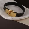 Nuovo braccialetto in pelle fiore per donna fibbia in oro braccialetti neri di alta qualità fornitura di gioielli per coppia6388178