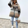 Misto lana da donna Street Fashion Intrecciato intrecciato Cappotti di lana Casual Autunno Inverno Giacca spessa Soprabito Donna Sfumato manica lunga