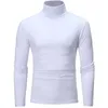 2020 New Men's Solid Color Turtleneck T Shirts Male Slim Fit Long Sleeve T Shirts Black White Men tshirt Tops M-3XL Y0408