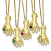 Collane del pendente cz regali di gioielli di moda per le donne colorate zircone classico collier main de fatma oro fatima collana girocollo a mano