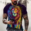 Erkek Artı Tees Polos T-Shirt Aslan Hayvan Modu Künye 3D T Erkek Gömlek Moda Streetwear görecek Kısa Kollu Büyük Gevşek Unisex Tees Tops