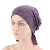 Beanie / Skull Caps Muslim Justerbar Fast Färg Hat Fritid Yashmak Stand-Ear Protection Cap Hijab med elastiska band Bonnets för kvinnor Gorra