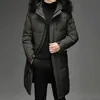 男性の厚いダウンジャケット-30冬の暖かいコート男性ファッションロングホワイトアヒルフード付きパーカー5xl 211214