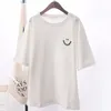 Loose Summer Milk Silk T-shirt Women Casual White Black Short-sleeve Mid-length Female Tops Streetwear Haruku Ladies Tees 210406