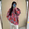 キムトモの女性のセーターカジュアル春秋韓国のファッションレディースOネックフローラル長袖プルオーバーアウトウェアルーズ210521