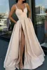 High Split Evening Dresses 2021 with Dubai Middle East Formal Gowns Party Prom Dress Spaghetti Straps Plus Size Vestidos De Festa Gown