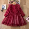 Girls Ruffles Lace Dress for Toddler Sequins Xmas Flutter Sleeve Tiered Princess Tulle Clothing Outfit 210529