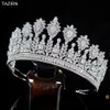 Newest Tall Crowns Luxury CZ Tiaras Wedding Accessories Women Zircon Jewelry Queen Party Headdress Best Gifts Trendy Headband X0625