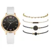 Herrenuhren, 5-teiliges Set, Top-Stil, modisch, Damen-Luxus-Lederband, analoge Quarz-Armbanduhr, Damenuhr, Damen-Kleid, Reloj Mujer, schwarze Uhr