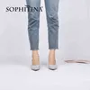 Sophitina mogna stil äkta läder skor kvinnor klackar dressing högkvalitativa vår höst pekade tå slingback pumpar pk113 210513