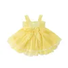 Spanska barn klänningar baby flicka lolita prinsessan gul klänning spädbarn båge ärmlös boll klänning toddle födelsedag eid kläder 210615