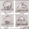 Sieradeninstellingen DIY Parel Ringen Zirkoon Solid 925 Sier Ring voor Dames Montage Blanco Gift Drop Levering 2021 Ebdvs