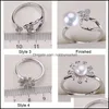 Smycken Inställningar DIY Pearl Rings Zircon Solid 925 Sier Ring för Kvinnor Montering Blank Present Drop Leverans 2021 EBDV