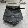 Dat Persoonlijkheid Onregelmatige Valse Pocket Zoom Voorste Rok Terug Broek Denim Shorts Dames EW Fashion Tide Summer GD895 210428