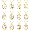 100% 925 Sterling Silver Spring Rainbow CZ Zodiacs Pendant Necklace 2021 Wedding Jewelry Fine Rock Punk Ovals Crystal