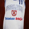 Nikivip Predrag Peja Stojakovic # 11 Team Jugoslavija Jugoslavia Serbia Maglie da basket retrò bianche Mens cucite personalizzate Qualsiasi numero Nome