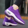 Top High Quality Women's fashion running shoes cushion sneakers red purple black spring cross-border fly weaving breathable trendy net rocking casual