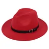 Chapeau en laine pour hommes avec ruban en cuir Gentleman élégant automne et hiver à large bord Jazz Bowler Panama Chapeaux