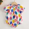 Yaz Bebek Kız Kısa Kollu Renkli Balon Tulum Çocuklar Tulum Doğan Giysiler 210429