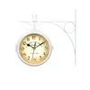 Horloges murales Vintage européen Double face horloge ronde suspendue décor monté fer noir/blanc classique pour le bureau à domicile